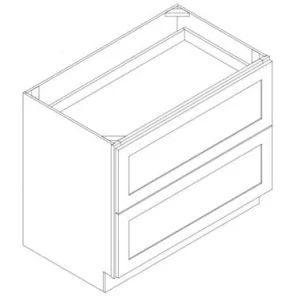 White Shaker 36"x24"x34" 2 Drawer Base Cabinet